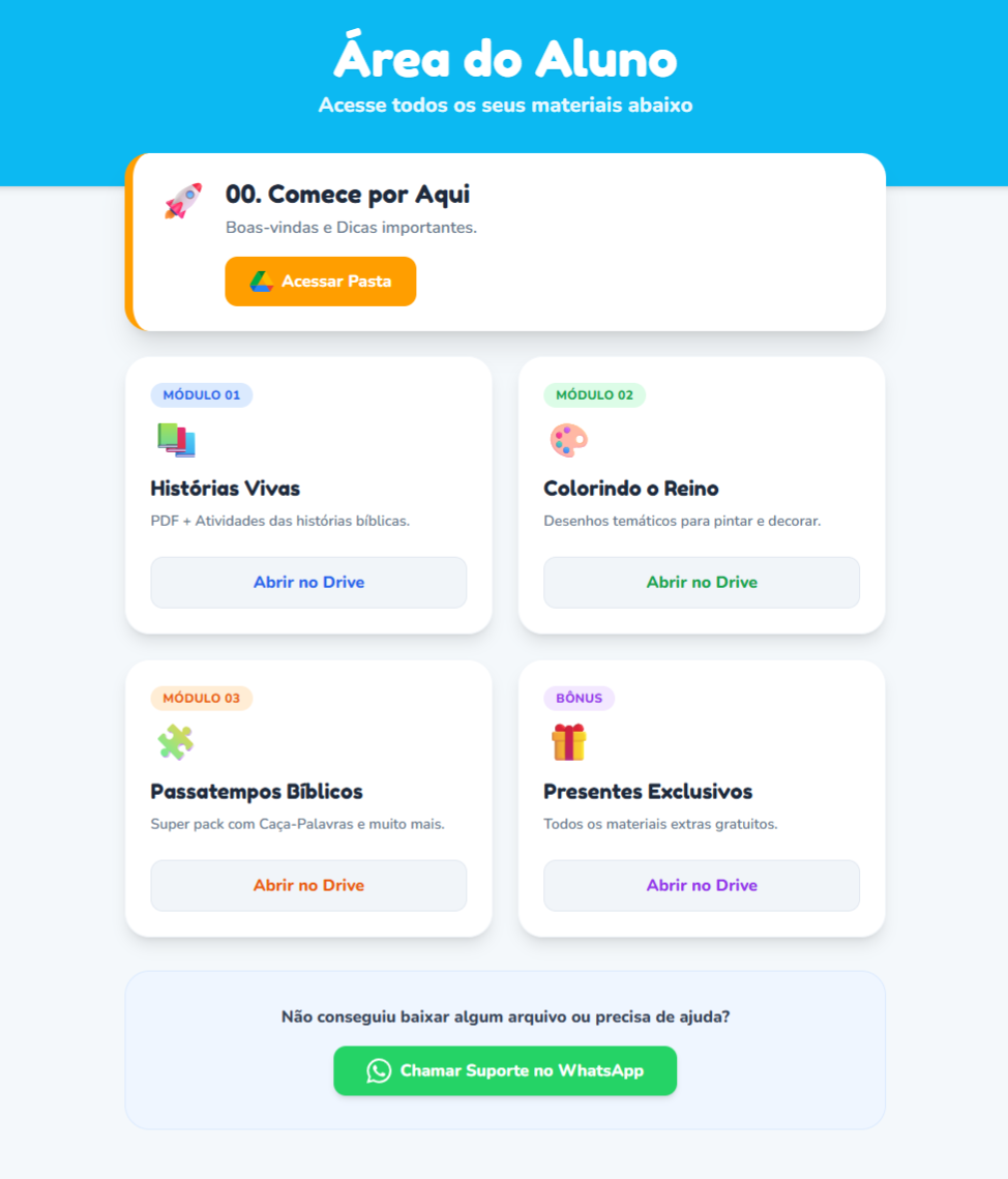 Área de acesso do material Turminha do Reino